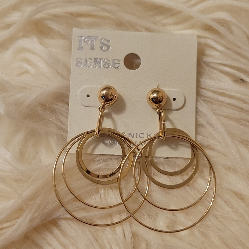 Gold Tone Multi Hoop Earrings